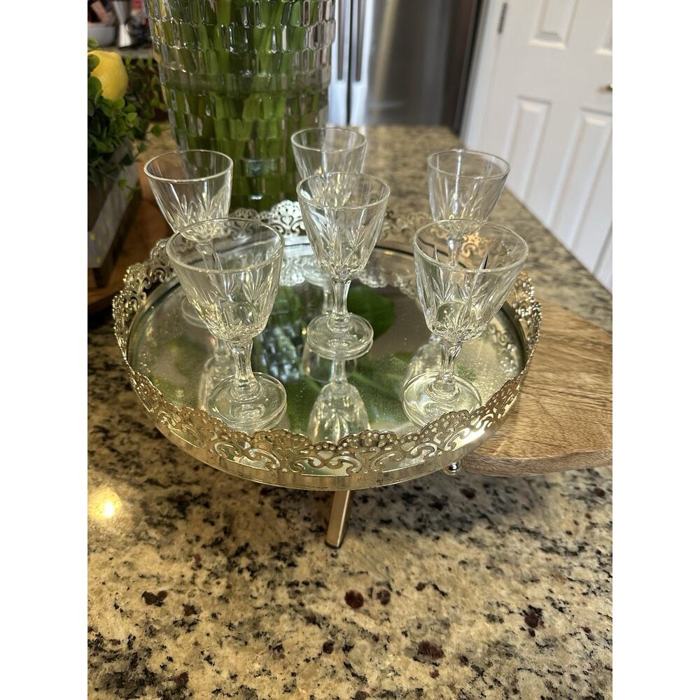 Vintage French Crystal Cordial Liquor Glasses Set Of 6